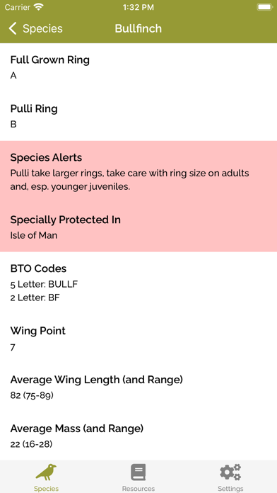 BTO Ringing & NRS Info Screenshot