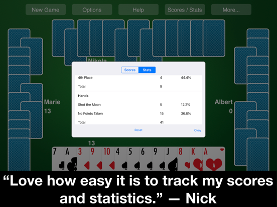 Hearts Card Game—New Classic iPad screenshot 4 - Games app