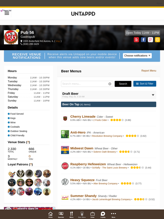 Pub 56 iPad screenshot