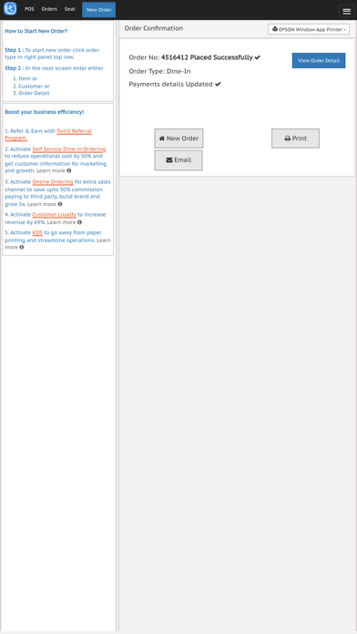 Twirll POS Restaurant Screenshot