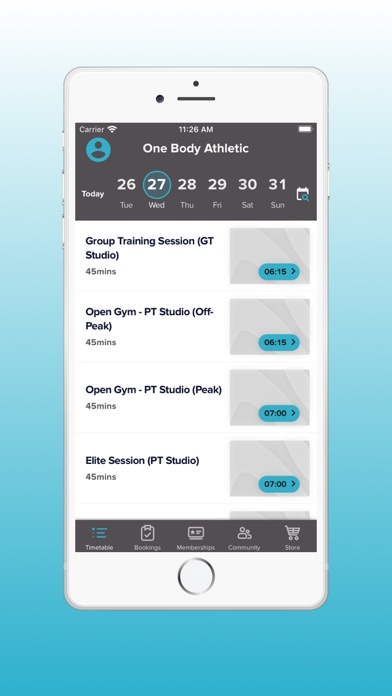 One Body Athletic Member's App Screenshot