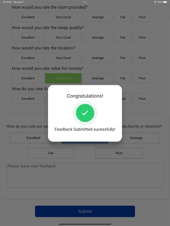 Guest Survey App for CGH Hotel