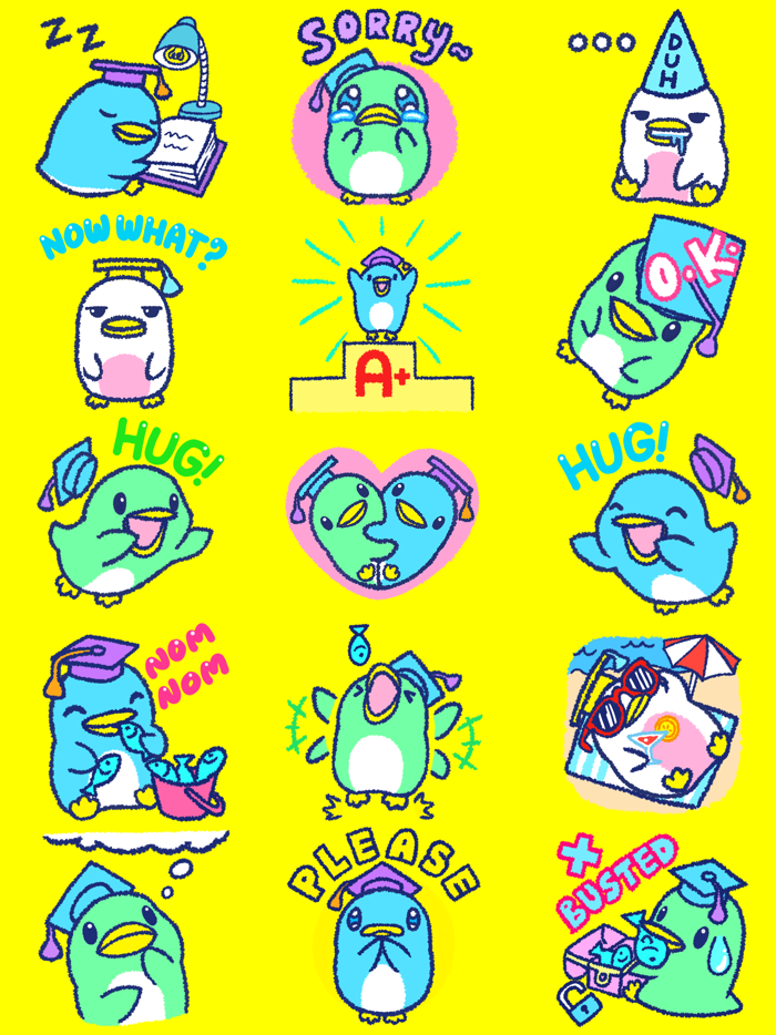 123 Grad Penguins Sticker Pack