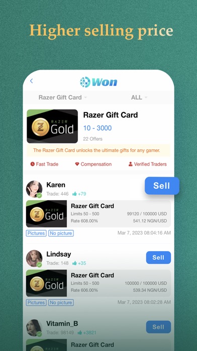 Won: Sell Gift Cards Screenshot