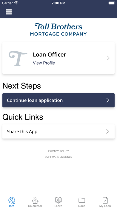 Toll Brothers Mortgage Screenshot