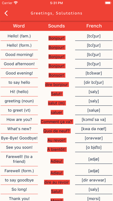 Learn French Vocabulary! Screenshot