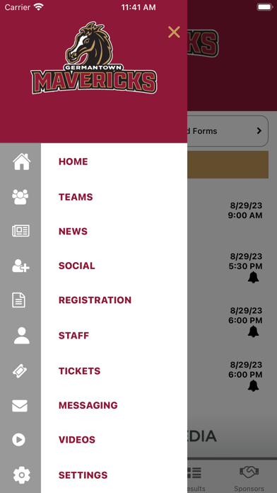 Germantown Mavericks Athletics Screenshot