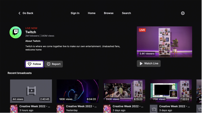 ‎Twitch: Live Streaming Screenshot