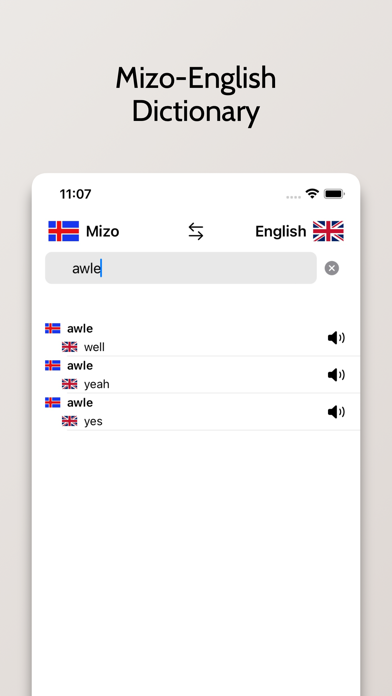 Mizo-English Dictionary Screenshot