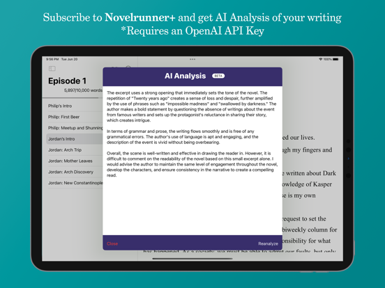 Novelrunner iPad screenshot 4 - Productivity app