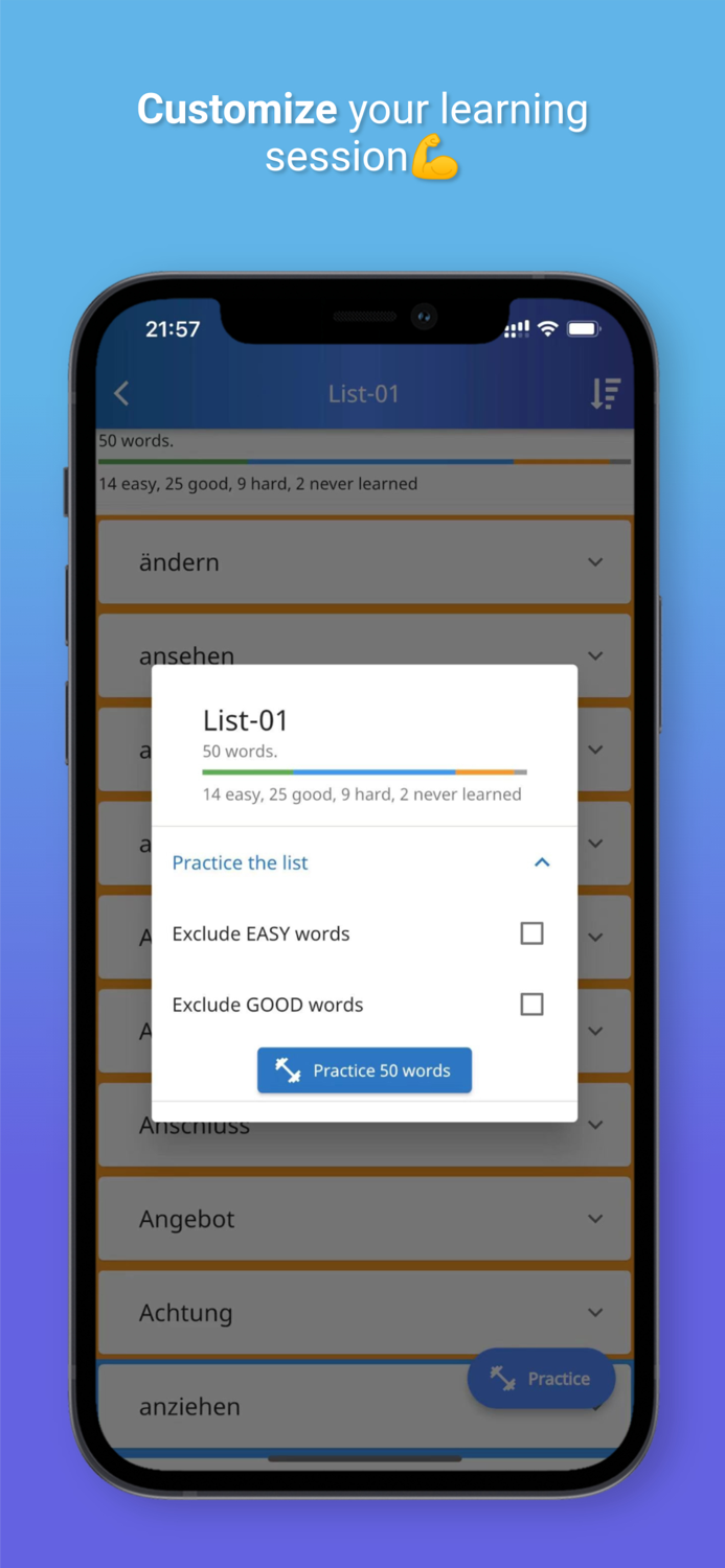 XY Memo German vocab builder