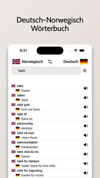 Norwegisch-Deutsch Wörterbuch Screenshot