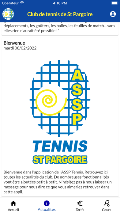 ASSP Tennis App Screenshot