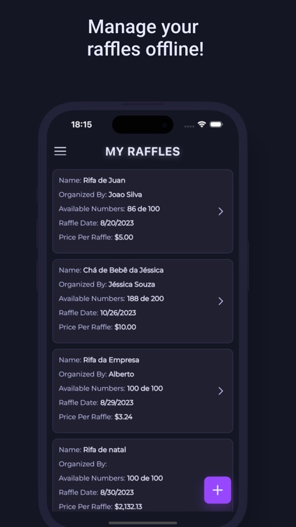 Easily create: Manage raffles
