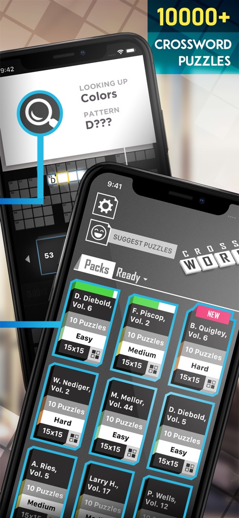 Crossword Puzzle Redstone - Users can explore an impressive library of '10000+ Crossword Puzzles' and easily select new puzzle 'Packs' by renowned constructors.