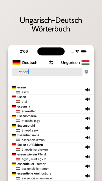 Ungarisch-Deutsch Wörterbuch Screenshot