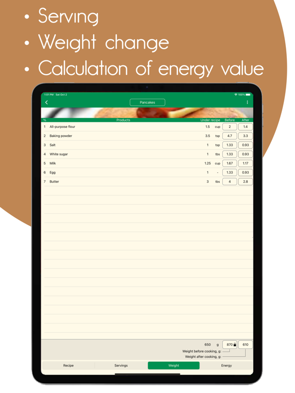 Screenshot #6 pour Calculation of recipes