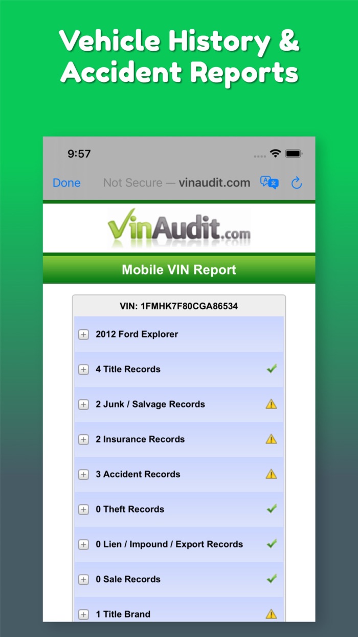 VIN Check Report for Used Cars