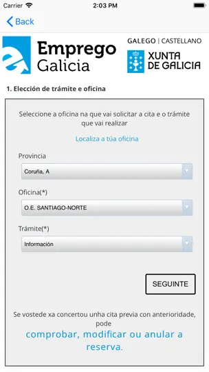 Captura de pantalla de MOBEM en iPhone 8