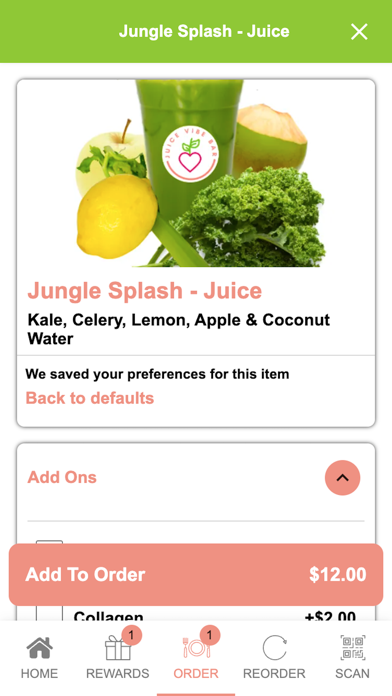 Juice Vibe Bar App Screenshot