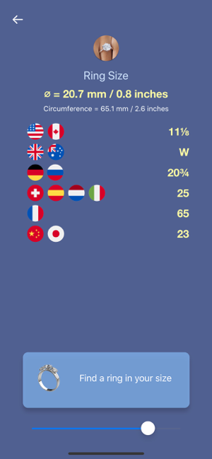 Ring Size Meter Converter -kuvakaappaus