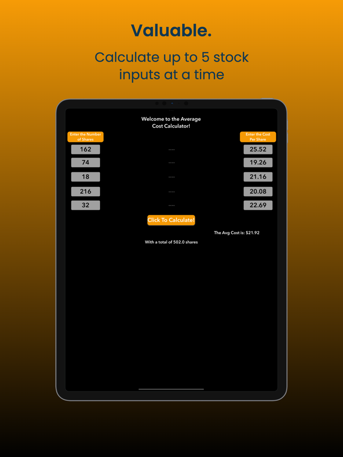 Average Cost Calculator