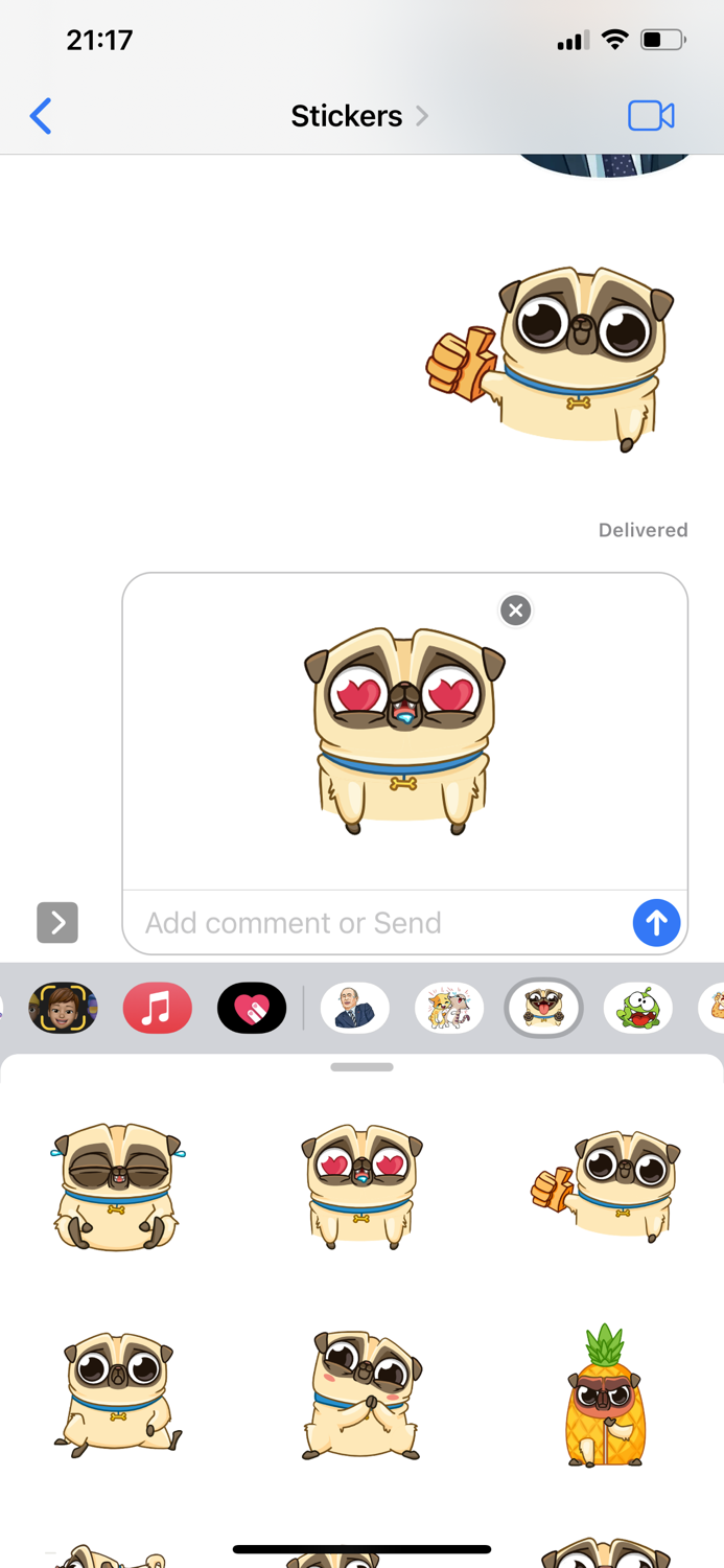 Pug Dog Emoji Funny Stickers