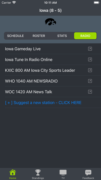 Iowa Football Schedules Screenshot