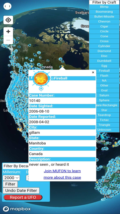 Screenshot #3 pour MUFON UFO Sightings Map