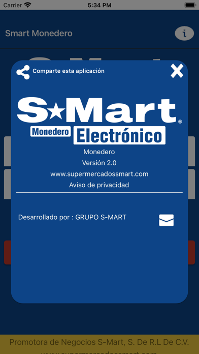Monedero Electrónico S-Mart. Screenshot