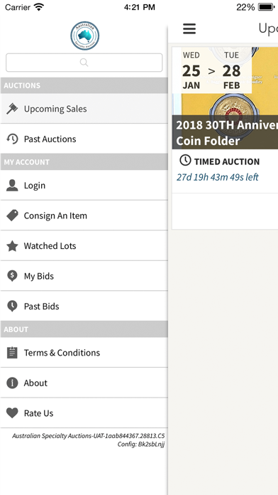 Australian Specialty Auctions Screenshot