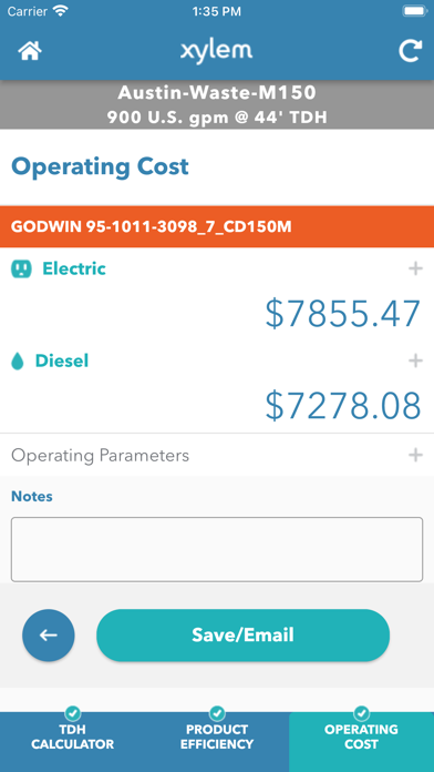 Xylem Cost Calculator Screenshot