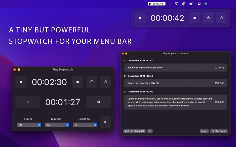 TinyStopwatch (macOS) 게시자: Dion Purushotham TinyStopwatch (macOS) 게시자: Dion Purushotham