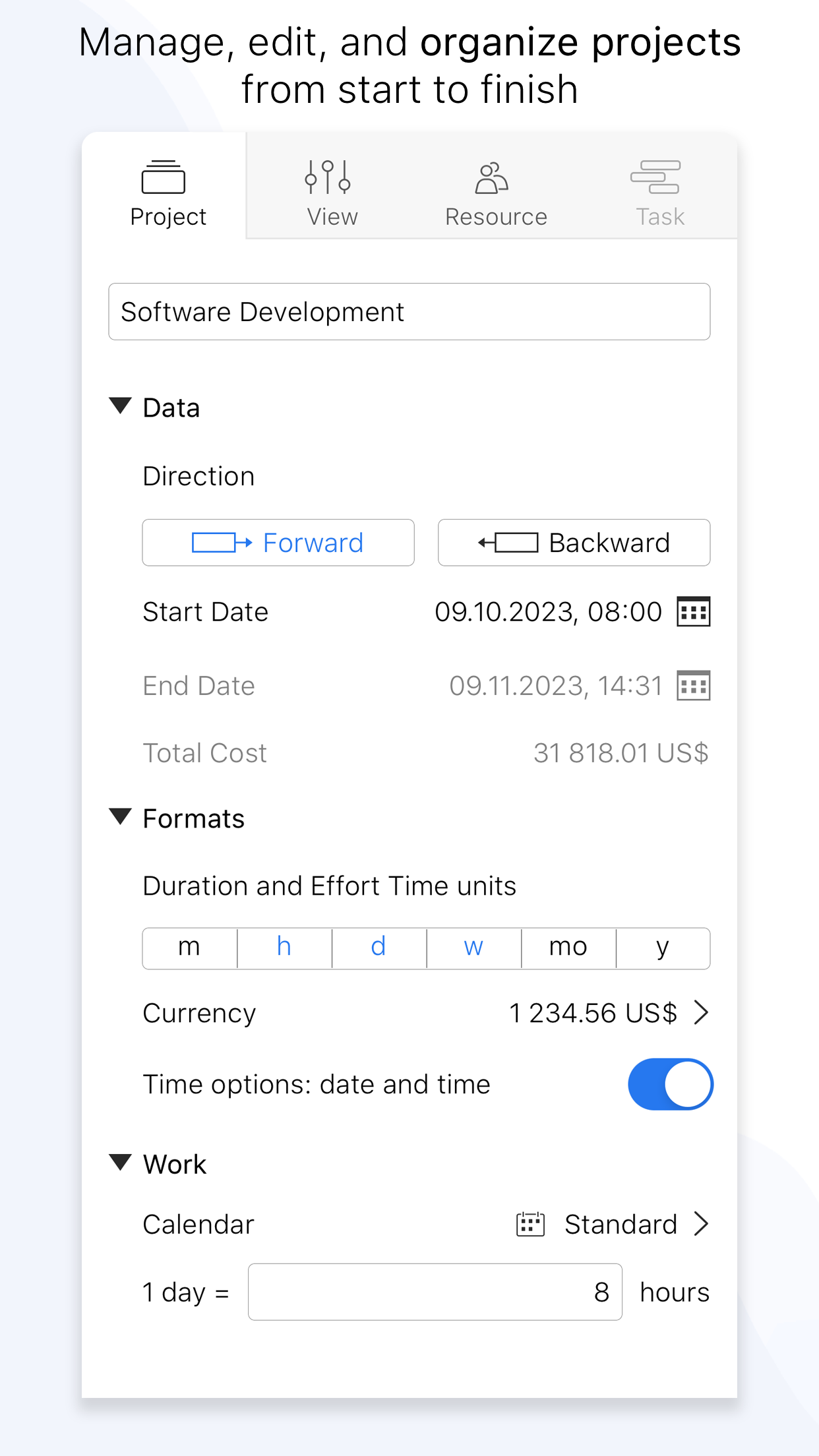 Project Office X: Gantt chart