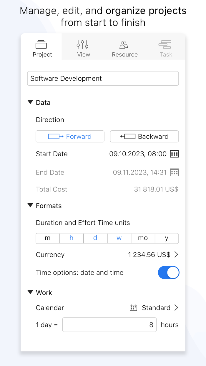 Project Office X Gantt chart