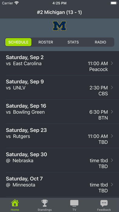 Screenshot #1 pour Michigan Football Schedules
