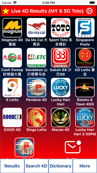 Live 4D Results Toto 4D Screenshot