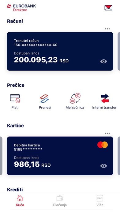 Eurobank Direktna m-banking Screenshot