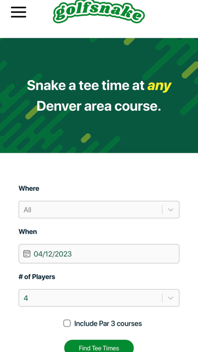 GolfSnake - Golf Tee Times Screenshot