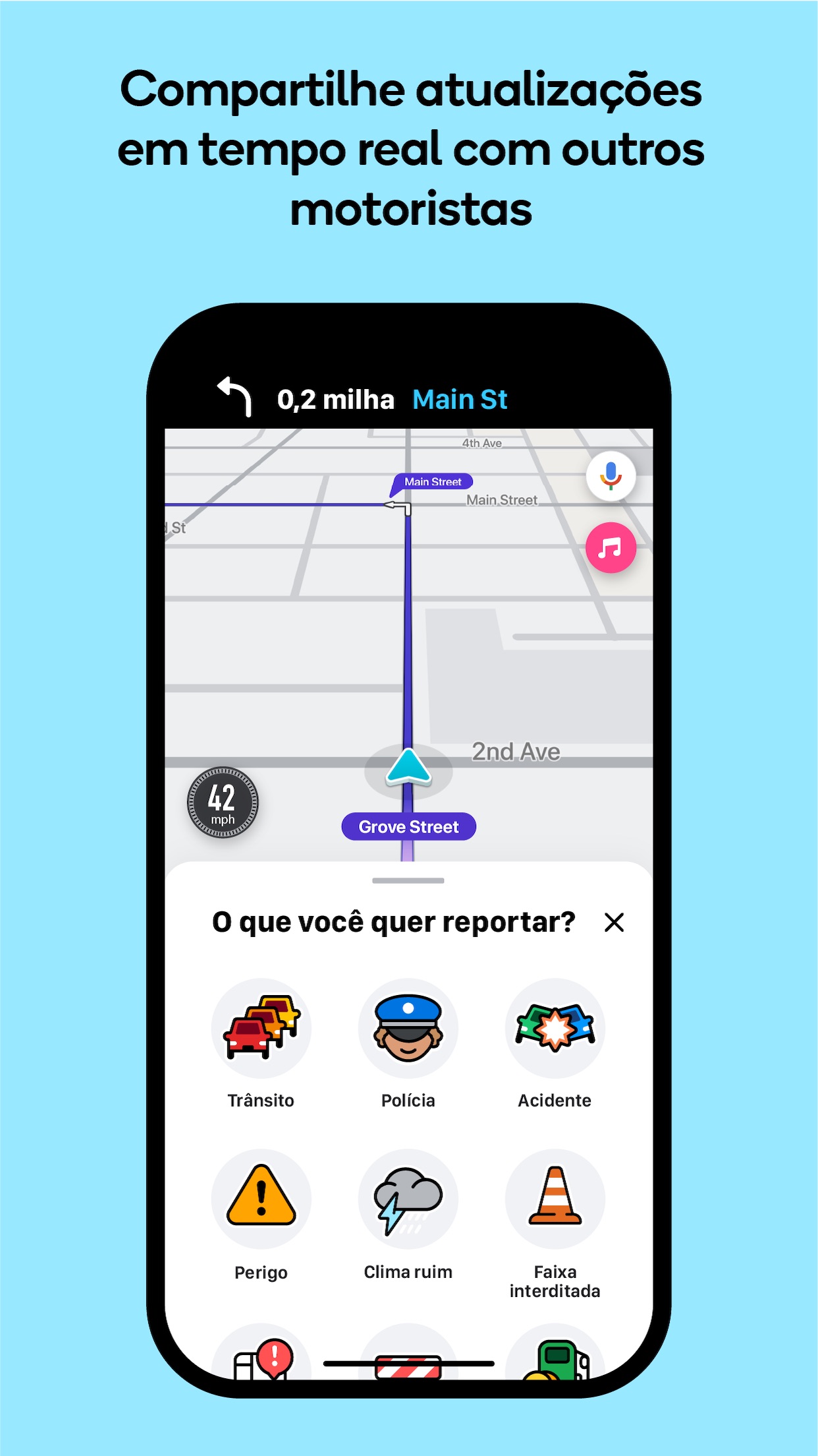 Screenshot do app Waze – GPS e Trânsito ao vivo