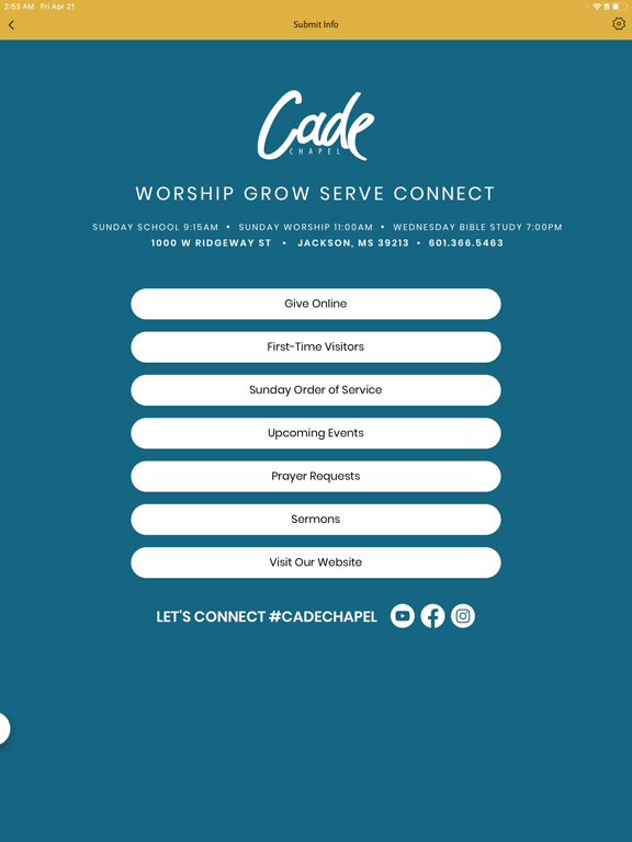Cade Chapel iPad screenshot 3 - Lifestyle app