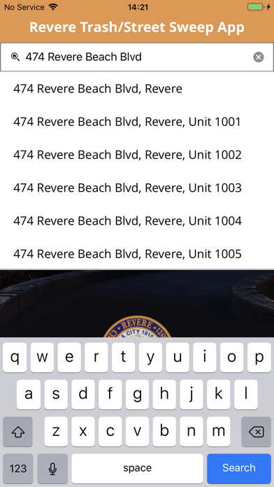 Revere Trash/Street Sweep App Screenshot