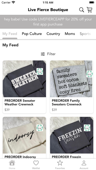 Live Fierce Boutique Screenshot