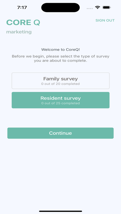 CoreQ Survey Screenshot
