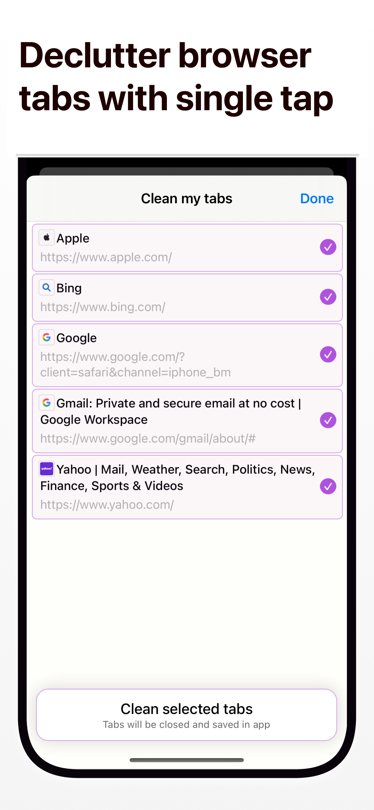 Clean My Tabs: save, organise