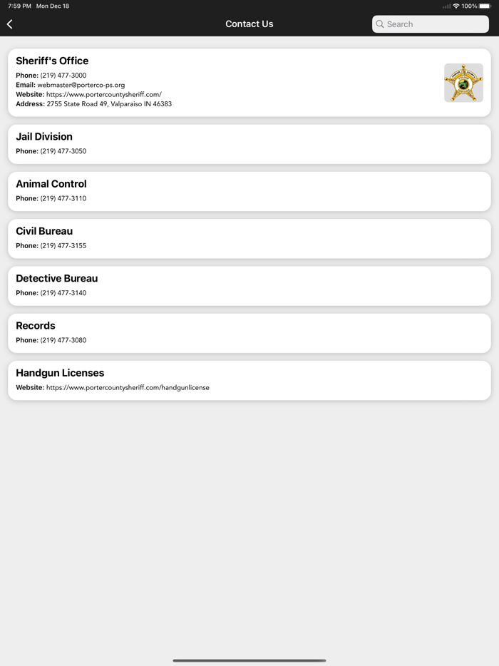 Porter County Sheriff IN