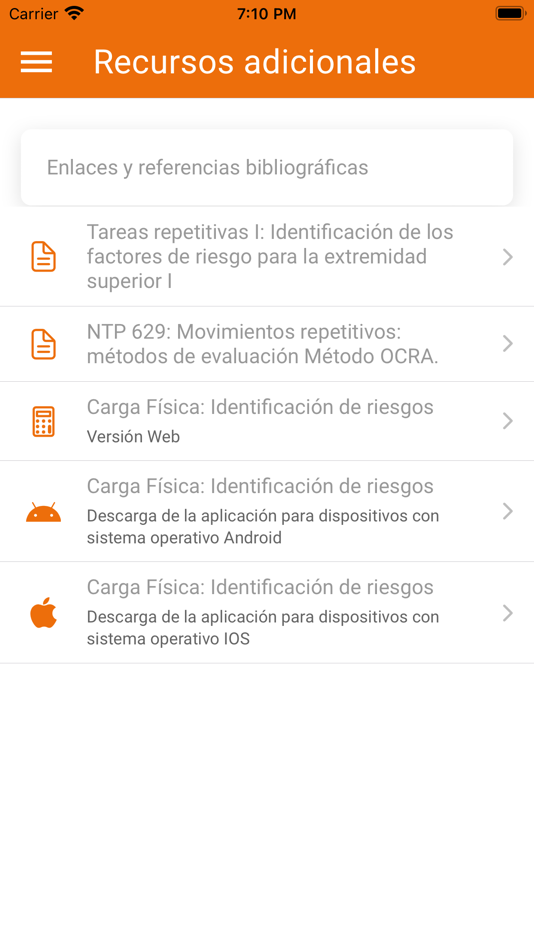 #5. Evaluación tareas repetitivas (iOS) Podle: Instituto Nacional de Seguridad e Higiene en el Trabajo
