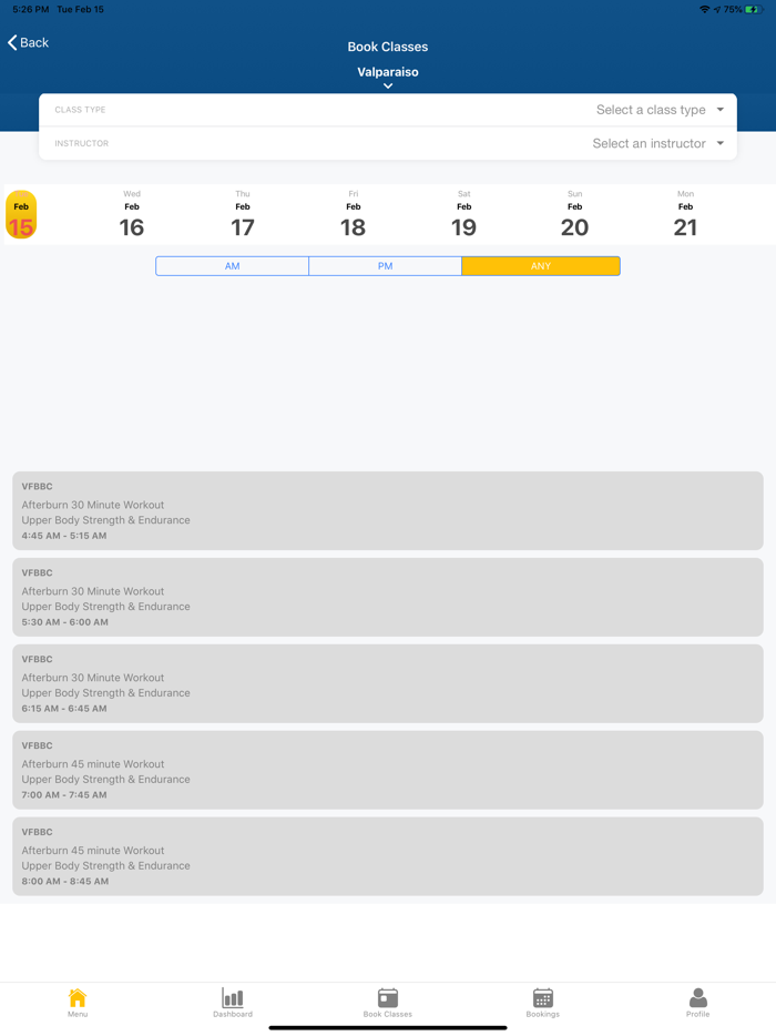 Valparaiso Fit Body Check In