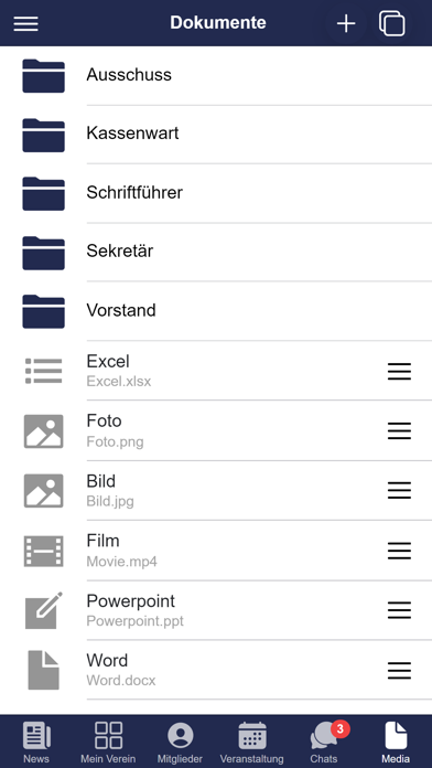 Vereins-App Screenshot