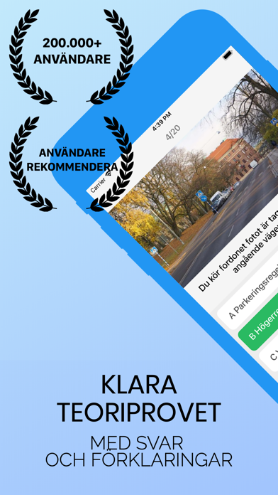 Klara Teoriprov Nu B-Körkort Screenshot